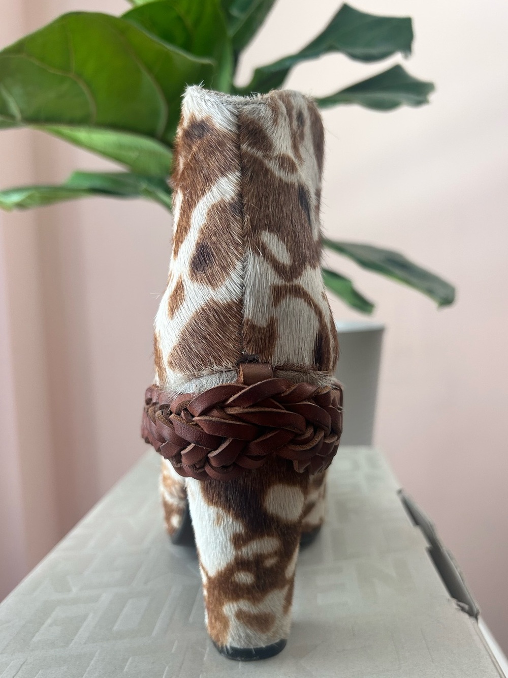 Golden Goose Cowhide Print Pointed Toe Ankle Boot with Braided Accent - Brown - Picture 5 of 5